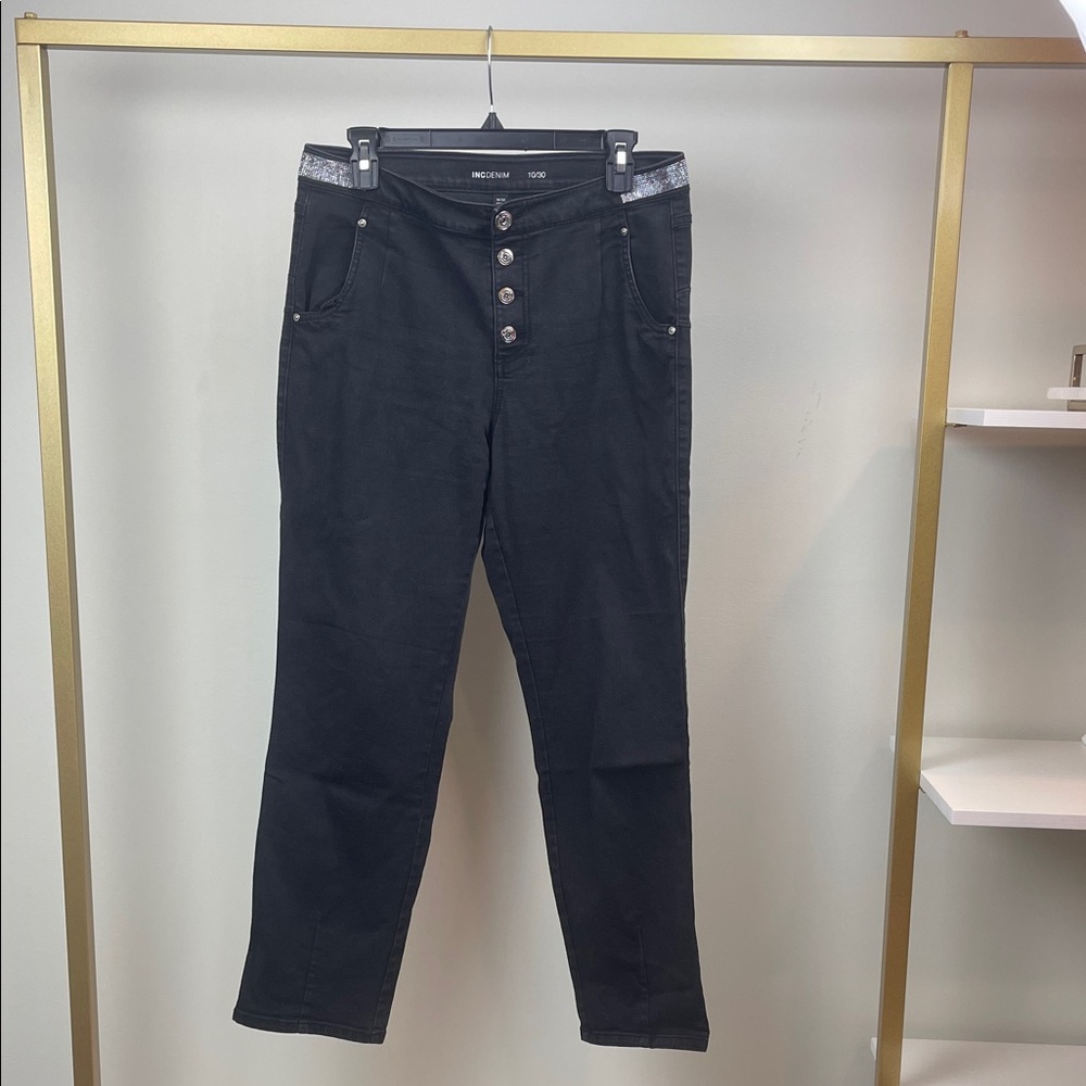 INC Denim Black Button-Up Women's Jeans Size 10